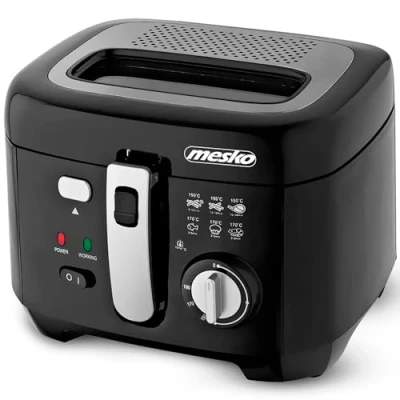 Image de Mesko MS4908 Friteuse Électrique à Huile, Capacité de 2,5 L, Température Réglable, Cuve Amovible Antiadhésif, Couvercle avec Filtre Anti odeur et Fenêtre Contrôle, Nettoyage Facile, 1800W, Noir