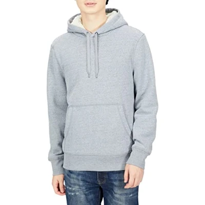 Image de Amazon Essentials Sweat à Capuche avec Doublure Sherpa Homme, Gris Clair Chiné, XS