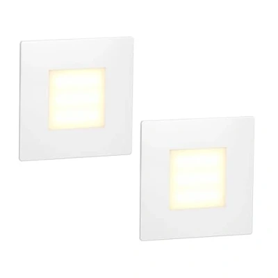 Image de ledscom.de 2 pièces Lumière d&#039;escalier LED/lampe murale encastrée FEX pour l&#039;intérieur et l&#039;extérieur, carrée, 85 x 85mm, blanc chaud