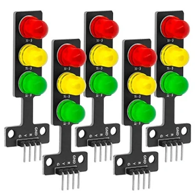 Image de AZDelivery 5 x Module de Feux Signalisation LED Mini Feu Bricolage Créatif 3.3 5V 8mm Compatible avec Arduino incluant Un E Book!