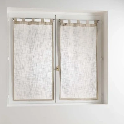 Image de Douceur d&#039;Intérieur Haltona Paire Droite Passants Effet Lin Tisse Polyester, Noisette, 120x60 cm