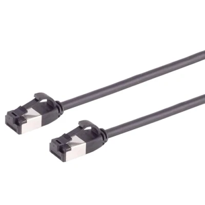 Image de Câble réseau Cat 8.1 Lan de 1 m (1 pièce) Ethernet 8 avec prise RJ45 fin et taux transfert 40 Gbit/s Noir 1,0