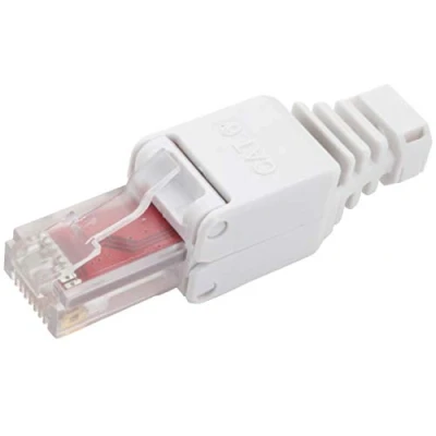Image de 1aTTack.de La fiche sans outil Cat.6 peut être assemblée sur site pour les conducteurs internes flexibles et rigides câble d&#039;installation de réseau AWG 23 26 1 pièce