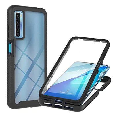 Image de LINER Coque pour TCL 20L+/TCL 20L Plus/TCL 20 5G/TCL 20S/TCL 20L, [avec L&#039;écran Intégré] Étui Transparente Rigide PC et Souple TPU Housse Gel Silicone Bumper Case Antichoc Antipoussière Cover Noir