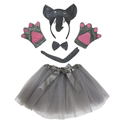 Image de Petitebelle Bandeau 3D Bowtie Gants de queue Tutu 5pc Fille Costume Taille unique gris éléphant