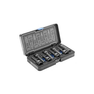 Image de Hogert Technik HT6R004 Jeu de douilles 8 hexagonale Acier molybdène chrom 1/2 à tête carrée