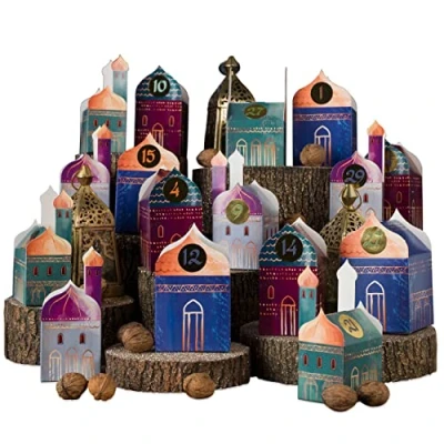Image de Ramadan Lot de 30 boîtes rangement pliables colorées à poser et décorer 24 Ramadandorf Eid Mubarak Réutilisables 1