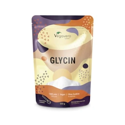 Image de Glycine Poudre Vegavero® 100% Pure, Sans Additifs et Vegan Analysé en Laboratoire 300 g Synthèse du Collagène &amp; Aide au Sommeil Avec Cuillère à Mesurer