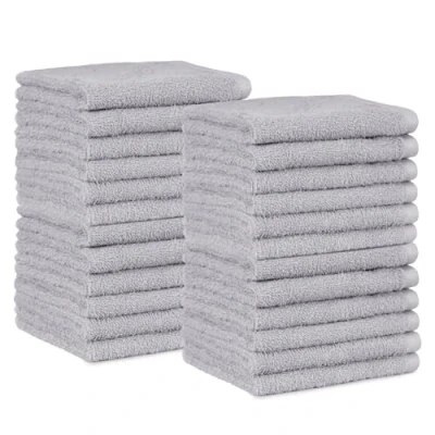 Image de Amazon Basics Lot de 24 petites Gant toilette serviettes en coton 30 x cm Gris