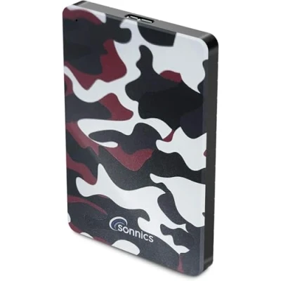 Image de Sonnics 500 GO Rouge Camo Disque Dur Externe Portable USB 3.0 Super Rapide Vitesse de Transfert pour Une Utilisation avec Un PC Windows, Apple Mac, Xbox One et PS4 Édition spéciale