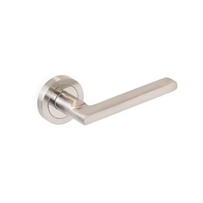 Image de Emuca Poignée de porte intérieur, ensemble poignées avec rosace D.50 mm, Aluminium et zamak, Nickel satiné.