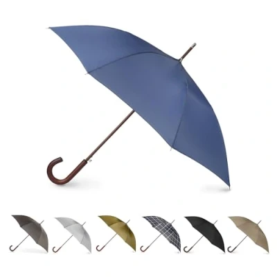Image de Totes Parapluie en bois à ouverture automatique, bleu, Taille unique, Bâton pour voiture