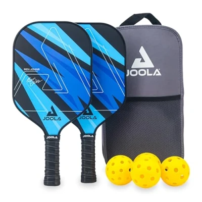 Image de JOOLA Pickleball Set Blue Lightning Comprenant 2 Raquettes, 4 balles et Un Sac, idéal pour Les Joueurs Occasionnels, Ben Johns, 7 pièces
