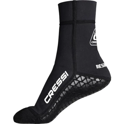 Image de CRESSI Resilient Pro Neoprene Socks 3mm 2XL Chaussettes Unisex en Néoprène Noir Doublement Doublé avec Semelle Antidérapante Caoutchoutée, Plongée, Apnée, Apnée et autres Sports Nautiques,