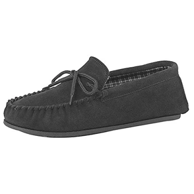 Image de Hommes Cuir Daim Véritable Mocassins avec Port Rigide PVC Semelle Noir, 7 UK