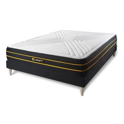 Image de Ensemble sommier + matelas ULTRA micro ressorts ensachés et mémoire de forme 140x190 140 x 190 cm Noir