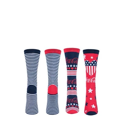 Image de Coca Cola Femme Rayure à motifs Coton Chaussettes Paquet de 2 Multi 37 42