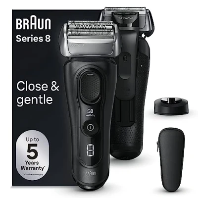 Image de Braun Series 8 8510s Rasoir Électrique Pour Homme, 4 Éléments De Rasage, Tondeuse Précision Intégrée, Base Recharge, Étanche, 60 Minutes D’Autonomie, Fabriqué En Allemagne, Noir