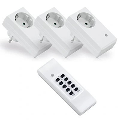 Image de conecto [Nouveau] ® Kit de Prises Radio commandées 2X Prise commandée et 1x télécommande, 1100 Watt, Blanc