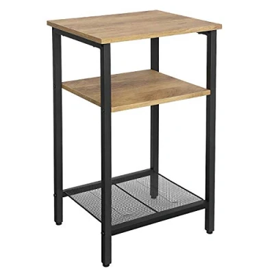 Image de VASAGLE LET201B05 Basse de Salon, Table Chevet avec 3 étagères, Structure résistante en Acier, séjour Chambre à Coucher, Assemblage Simple, Marron Miel et Noir, allié, 29P x 34l 58H cm