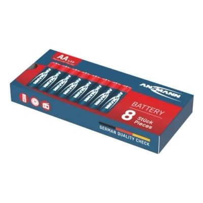 Image de ANSMANN Lot de Piles alcalines Mignon AA 1,5V (8 pces) LR6 idéales pour télécommandes, horloges murales, lampes poche, etc. à longue conservabilité