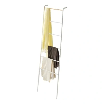 Image de Yamazaki 2812 Tower Support d&#039;échelle penchée, Blanc, Acier/Bois, Minimaliste, 45 x 24 160 c m