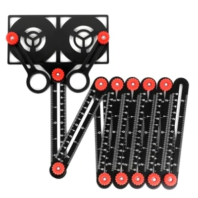 Image de QWORK® Règle de Mesure Multi Angle avec Trou Positionnement, Regle Pliable à 12 Côté, pour Projets Menuiserie et Ingénierie