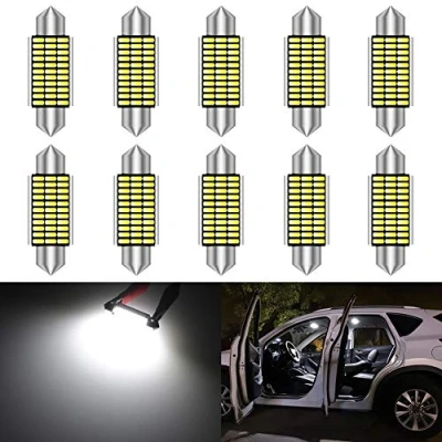 Image de KATUR 41mm 42mm Festoon C5W a mené des Ampoules 6000K lumière Blanche Canbus sans Erreur pour 211 2 212 214 lumières de Porte Plaque d&#039;immatriculation dôme intérieur (10pcs, Blanc)
