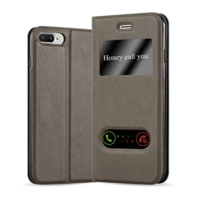Image de cadorabo Coque pour Apple iPhone 8 Plus / 7 7S en Marron Pierre Housse Protection avec Stand Horizontal et Deux Fenêtres Portefeuille Etui Poche Folio Case Cover