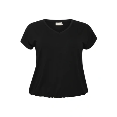 Image de Kaffe Curve JENA Vneck Tshirt basique, Femme, Taille: 48/50, Black deep