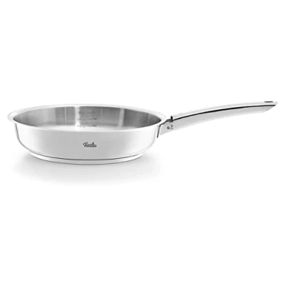 Image de Fissler Steelux Pro Poêle à Frire en Acier Inoxydable (Ø 24 cm) Non Revêtu, Saisit Vivement les Aliments Compatible Induction