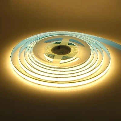 Image de 24V COB Ruban à LED, 600LEDs/m LED Strip Lights, Flexible étanche Découpable Bande Lumineuse pour Maison, Chambre, Cuisine, Armoire,Placard.Sans adaptateur de puissance 2M, Blanc chaud.