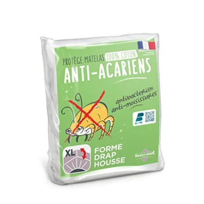 Image de Sweethome Protège Matelas Anti Acariens 180x200 cm Molleton 100% Coton Doux et Confortable Forme Drap Housse Lavable en Machine