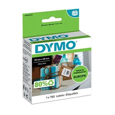 Image de Dymo S0929120 (25 mm x 25 mm) Noir sur blanc Étiquette