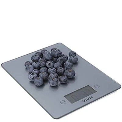 Image de Taylor Pro Balances de Cuisine Numériques avec Design Ultra Fin, Compact Standard Professionnel, Fonction Tare Précision, Étain Verre, 5 kg Capacité