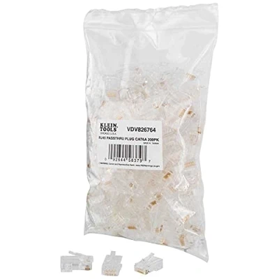 Image de Klein Tools VDV826 764 Lot de 200 fiches données modulaires pour câble Ethernet CAT6A et CAT6 Plus Grand diamètre Intérieur ou extérieur