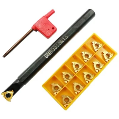 Image de ASZLBYM SNR0013M16 Support de tournage CNC pour tour à filetage interne + 10 inserts 16IR AG60 en carbure indexable