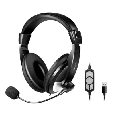 Image de Logilink Casque stéréo avec écouteurs Bien rembourrés, télécommande intégrée et Microphone à Arceau