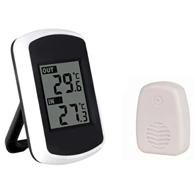 Image de Lancoon Thermomètre intérieur/extérieur sans fil, transmission jusqu&#039;à 100 mètres, mesure de précision, écran LCD numérique clair pour le bureau à domicile
