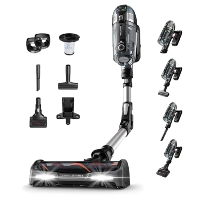 Image de Rowenta Aspirateur balai sans fil, Léger, Tube flexible, Autonomie 1h10, Puissance 550 W, Batterie amovible 32,4 V, Ecran de contrôle digital, X Force Flex 14.60, Noir/Gris RH9958WA