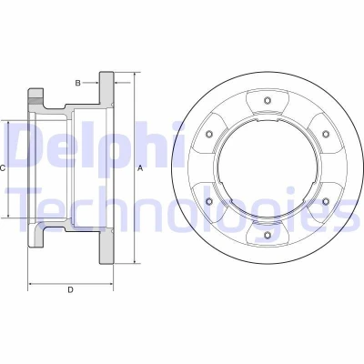 Image de DELPHI BG9201 Disque de frein 306 22 6 plein huilé non traité sans roulement roue, bague ABS IVECO: DAILY 3 Kasten/Kombi,