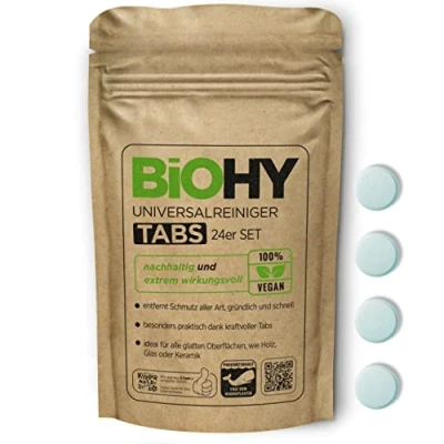 Image de BiOHY pastilles nettoyantes universelles (Lot de 24) comprimés Tout Usage à dissoudre sans microplastique pour Cuisine et Salle Bains élimine Le calcaire la saleté (Universal Tabs)