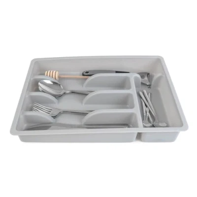 Image de KADAX organisateur de tiroir pour couverts, système rangement tiroir, robuste, séparateur fonctionnel, bac à couverts (gris clair)