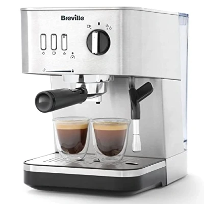 Image de Breville Bijou Machine à expresso expresso, cappuccino et latte automatique manuelle Pompe 15 bars Buse vapeur Coloris argent [VCF149X]