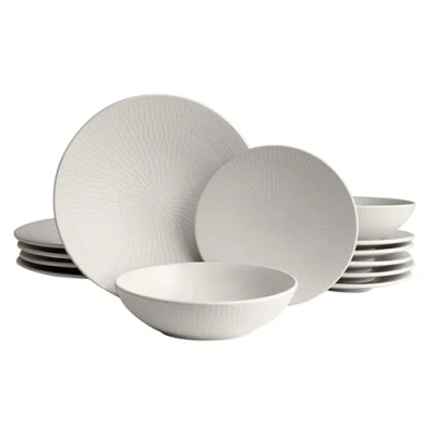 Image de ECHTWERK Blanka Service de table vintage 12 pièces pour 4 personnes Design naturel élégant avec structure en faïence assiettes plates, à dessert, creuses, rose