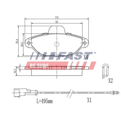 Image de FAST FT29051 Jeu de plaquettes frein Essieu avant avec palpeur d&#039;usure intégré FIAT: Panda II 5 portes, Punto 3/5 I portes