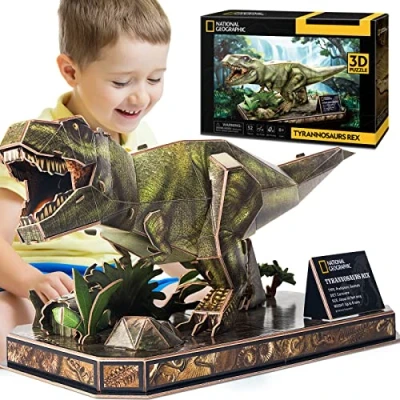 Image de CubicFun Puzzle 3D Dinosaure T Rex Jouet pour Garçon Fille 5 6 7 Ans National Geographic Décorer Le Parc des Dinosaures, Tyrannosaurus Décoration Enfant Anniversaire
