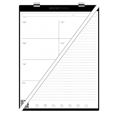 Image de Rocketbook Orbit Lot de pages à lettre Bloc notes juridique réutilisable Planificateur hebdomadaire, blanc
