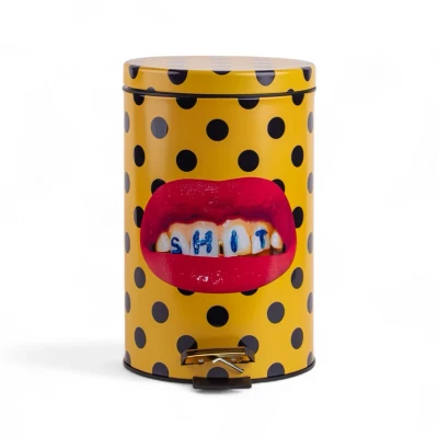 Image de Seletti Shit Toiletpaper Home Dustbin Ø 20,5xH27,5 Jaune/Noir/Multicolor