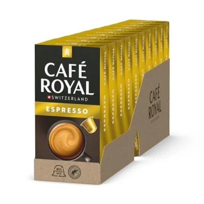 Image de café Royal Espresso 100 Capsules pour machine à Nespresso intensité 5/10 de en aluminium certifiées UTZ